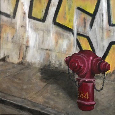 Schilderij getiteld "HK05 The Fire Hydra…" door Philippe Manson, Origineel Kunstwerk, Acryl Gemonteerd op Frame voor houten…