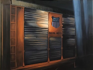 Painting titled "Building America" by Philippe Manson, Original Artwork, Acrylic Mounted on Wood Stretcher frame