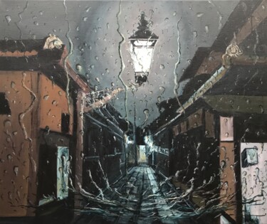Картина под названием "Rainy Night" - Philippe Manson, Подлинное произведение искусства, Акрил Установлен на Деревянная рама…