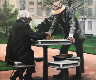 Painting titled "The Players" by Philippe Manson, Original Artwork, Acrylic Mounted on Wood Stretcher frame