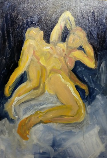 Painting titled "Deux femmes" by Philippe Marlats, Original Artwork, Acrylic
