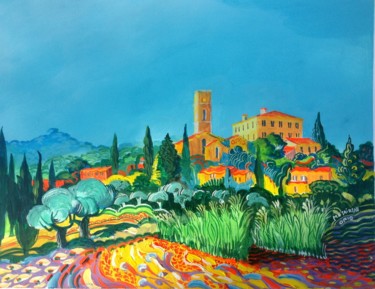 Peinture intitulée "Opio Village" par Philippe Metaireau, Œuvre d'art originale