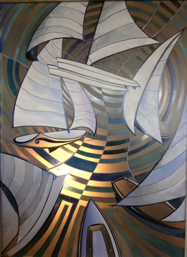 Painting titled "Flying Sails Alinghi" by Philippe Metaireau, Original Artwork, Acrylic