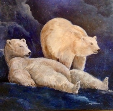 Peinture intitulée ""Relaxing bears" Me…" par Philippe Metaireau, Œuvre d'art originale