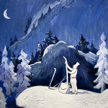 Peinture intitulée ""René Meilleur, ski…" par Philippe Metaireau, Œuvre d'art originale