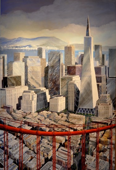 Peinture intitulée "Financial District…" par Philippe Metaireau, Œuvre d'art originale