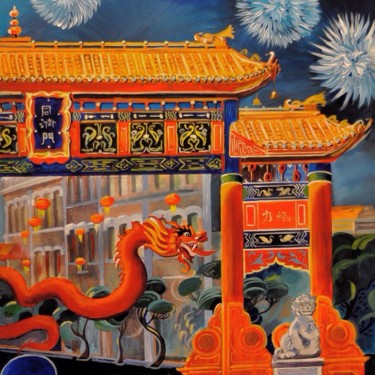 Painting titled "Chinatown Victoria" by Philippe Metaireau, Original Artwork