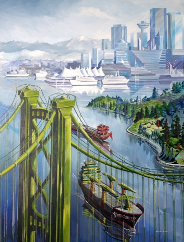 Peinture intitulée ""Jungle Bridge " Ho…" par Philippe Metaireau, Œuvre d'art originale