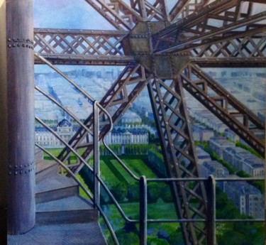 Painting titled ""Eiffel Tower, earl…" by Philippe Metaireau, Original Artwork