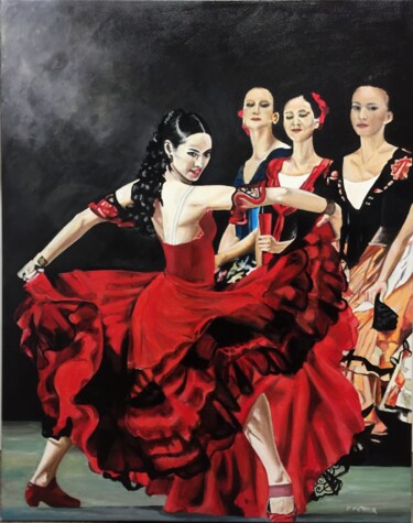 Peinture intitulée "Flamenco" par Philippe Metayer, Œuvre d'art originale, Acrylique