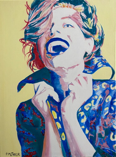 Painting titled "Rire bleu" by Philippe Metayer, Original Artwork, Oil
