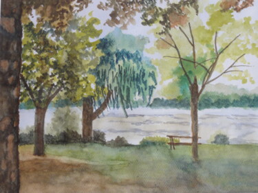 Peinture intitulée "Au bord de lac Kir" par Philippe Michel, Œuvre d'art originale, Autre