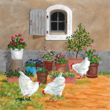 Painting titled "Les pots de fleurs" by Philippe Mocaër, Original Artwork, Acrylic