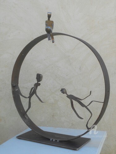 Sculpture titled "CERCLE, métal ht 55…" by Philippe Olive, Original Artwork, Metals