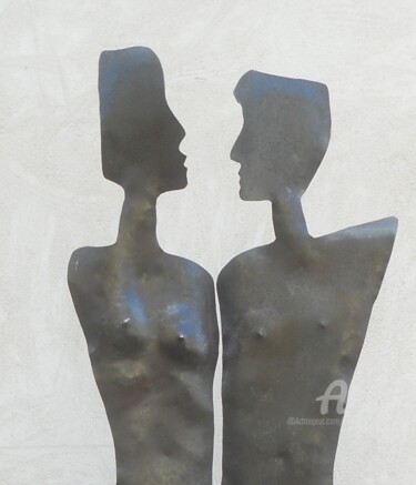 Sculpture titled "COUPLE ACIER FORGE…" by Philippe Olive, Original Artwork, Metals