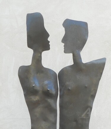 Sculptuur getiteld "COUPLE ACIER FORGE…" door Philippe Olive, Origineel Kunstwerk, Metalen