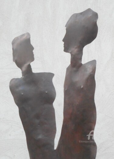 Skulptur mit dem Titel "COUPLE ACIER FORGE…" von Philippe Olive, Original-Kunstwerk, Metalle