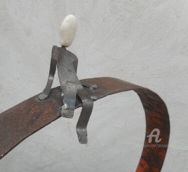 Escultura titulada "SISYPHE." por Philippe Olive, Obra de arte original, Metales
