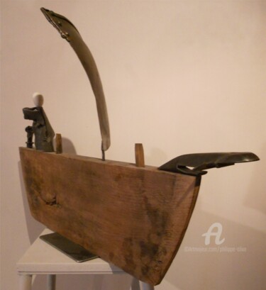 Escultura intitulada "Grand-Bateau-1." por Philippe Olive, Obras de arte originais, Madeira