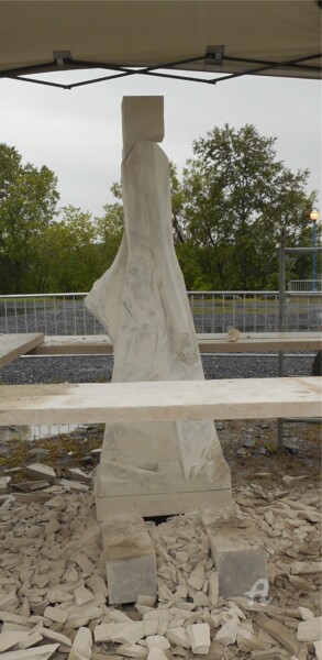 Sculpture titled "J+4" by Philippe Olive, Original Artwork, Stone