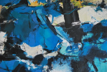 Painting titled "bleu ++" by Philippe Olivié, Original Artwork, Oil