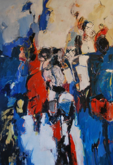 Peinture intitulée "rythme and blue" par Philippe Olivié, Œuvre d'art originale, Huile