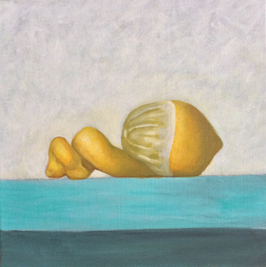 Painting titled "Nature morte au cit…" by Philippe Olivier, Original Artwork, Oil