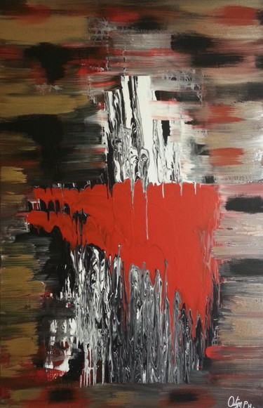 Painting titled "troublerouge" by Philippe Ostyn, Original Artwork, Acrylic