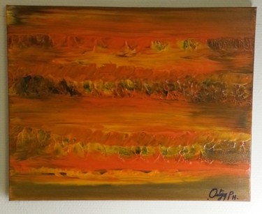 Painting titled "Montagnes Orangées" by Philippe Ostyn, Original Artwork, Acrylic