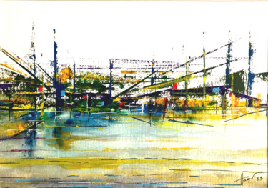 Painting titled "Spatioport 429" by Philippe Paquet, Original Artwork, Watercolor