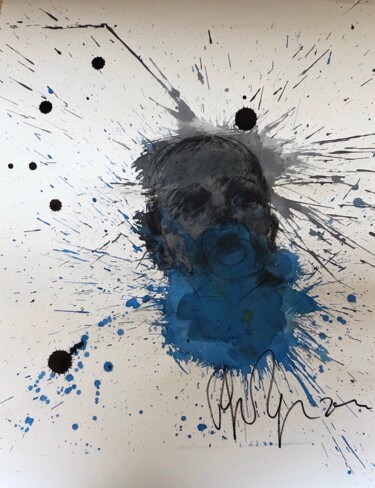 Malerei mit dem Titel "Bébé bleu 4" von Philippe Pasqua, Original-Kunstwerk, Tinte