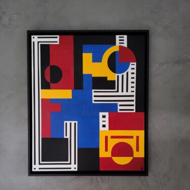 Painting titled "Expressive shapes 1" by Philippe Philippe Henssens (Henssens), Original Artwork, Acrylic Mounted on Wood St…