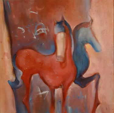 Painting titled "CHEVAUX AMIS" by Philippe Graillot (TORGALLI), Original Artwork, Oil