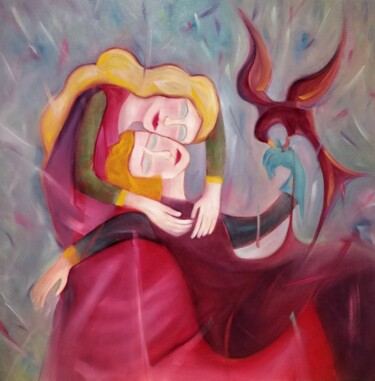 Painting titled "FIN' AMOR" by Philippe Graillot (TORGALLI), Original Artwork, Oil Mounted on Wood Stretcher frame