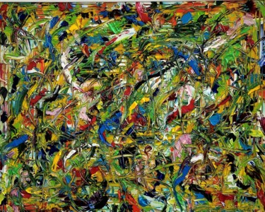 Painting titled "CHAOS" by Thsije, Original Artwork, Oil Mounted on Wood Panel