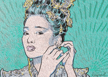 Digitale Kunst getiteld "La dame de Changai" door Philippe Raynal, Origineel Kunstwerk, Digitaal Schilderwerk