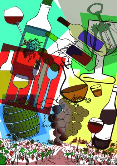Digital Arts titled "Le vin en couleurs." by Philippe Renou, Original Artwork, Photo Montage