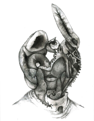 Disegno intitolato "Elephant Man" da Philippe Renou, Opera d'arte originale, Matita