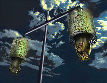 Digitale Kunst mit dem Titel "Peur sur la ville." von Philippe Renou, Original-Kunstwerk, Fotomontage