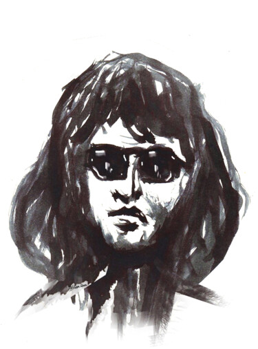 Drawing titled "John Lennon." by Philippe Renou, Original Artwork, Ink