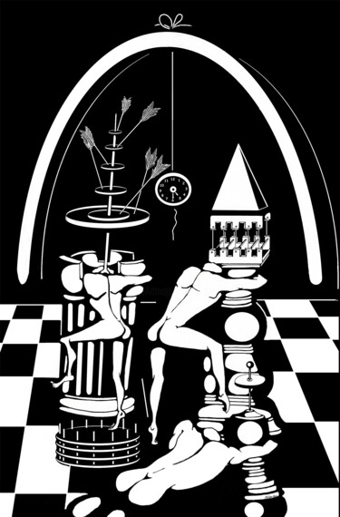 Dibujo titulada "L'échec de l'homme." por Philippe Renou, Obra de arte original, Tinta