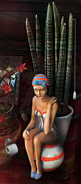 Arts numériques intitulée "La Dame pipi. Wi -…" par Philippe Renou, Œuvre d'art originale, Photo montage