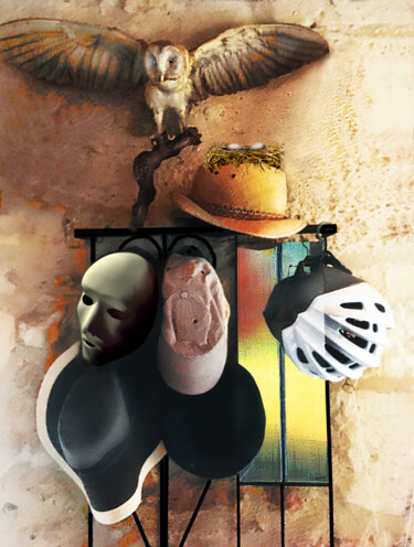 Digital Arts titled "LE CHAPEAU DE MA ME…" by Philippe Renou, Original Artwork, Photo Montage