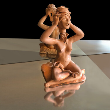 Escultura intitulada "PRISE DE TÊTE." por Philippe Renou, Obras de arte originais, Terracota