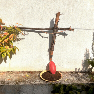 Skulptur mit dem Titel "" LE SANG DU CHRIST…" von Philippe Renou, Original-Kunstwerk, Holz