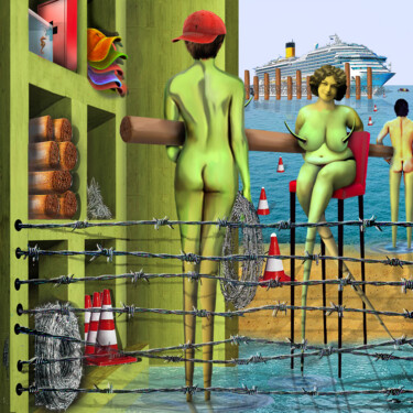 Arts numériques intitulée "" LE MUR "" par Philippe Renou, Œuvre d'art originale, Collage numérique