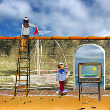 Arts numériques intitulée "" PEINTURE à L'EAU "" par Philippe Renou, Œuvre d'art originale, Collage numérique