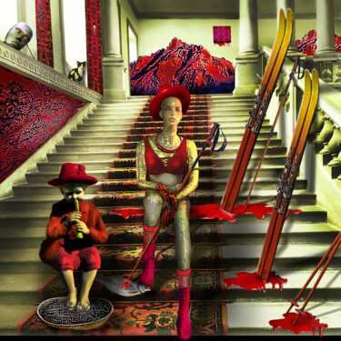 Arte digitale intitolato "" SKI : PISTE ROUGE…" da Philippe Renou, Opera d'arte originale, Collage digitale