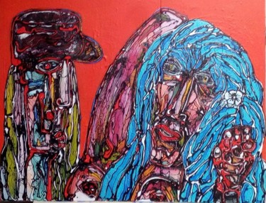 Les cheveux bleus Painting titled "Les cheveux bleus" by Philippe Routier, Original Art, Acrylic
