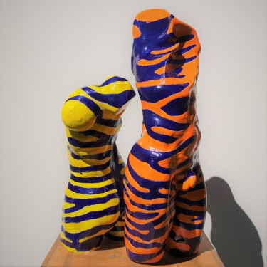 Sculpture intitulée "La danse zébrée" par Philippe Rude, Œuvre d'art originale, Argile